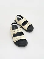 Buty dla dziewczynek - Reserved - Sandały z imitacji skóry - złamana biel - miniaturka - grafika 1