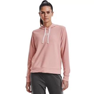 Bluzy sportowe damskie - Damska bluza treningowa UNDER ARMOUR Rival Terry Hoodie - różowa - grafika 1