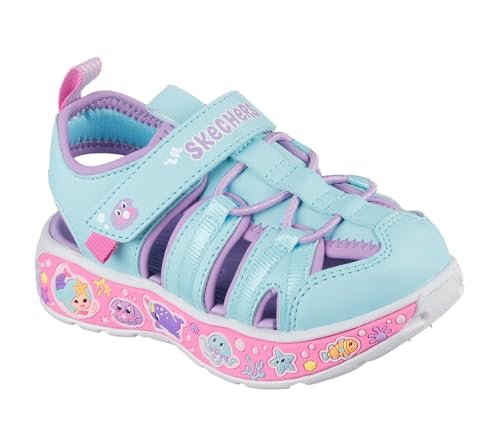 Skechers Dziewczęce Play Scene Splash-Cute Crew sandały, Turkusowy, lawendowy, 10 Toddler
