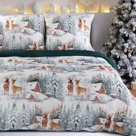 Pościel - Komplet pościeli świątecznej Fairyland zimowy krajobraz 160 x 200 cm + 2 poszewki na poduszkę - miniaturka - grafika 1