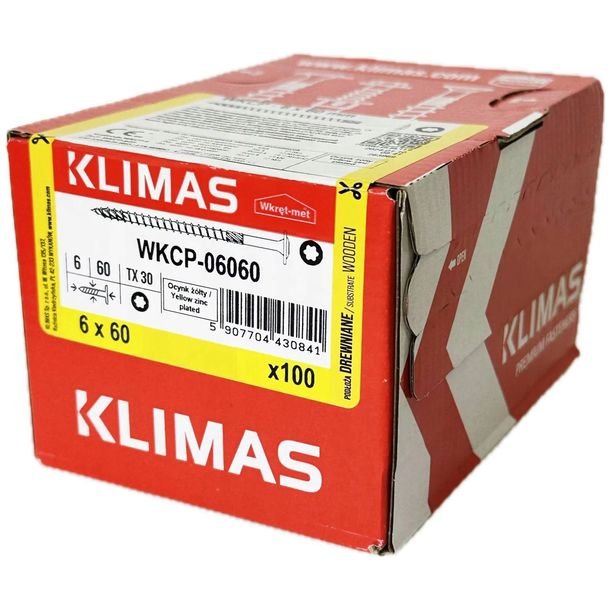 Wkręty konstrukcyjne łeb talerzowy WKCP 6,0x60 100szt WkrętMet Klimas