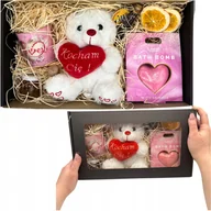 Zestawy upominkowe - Box Prezentowy Walentynki Zestaw - Miś Świeca Herbata Kula do Kąpieli Miód - miniaturka - grafika 1