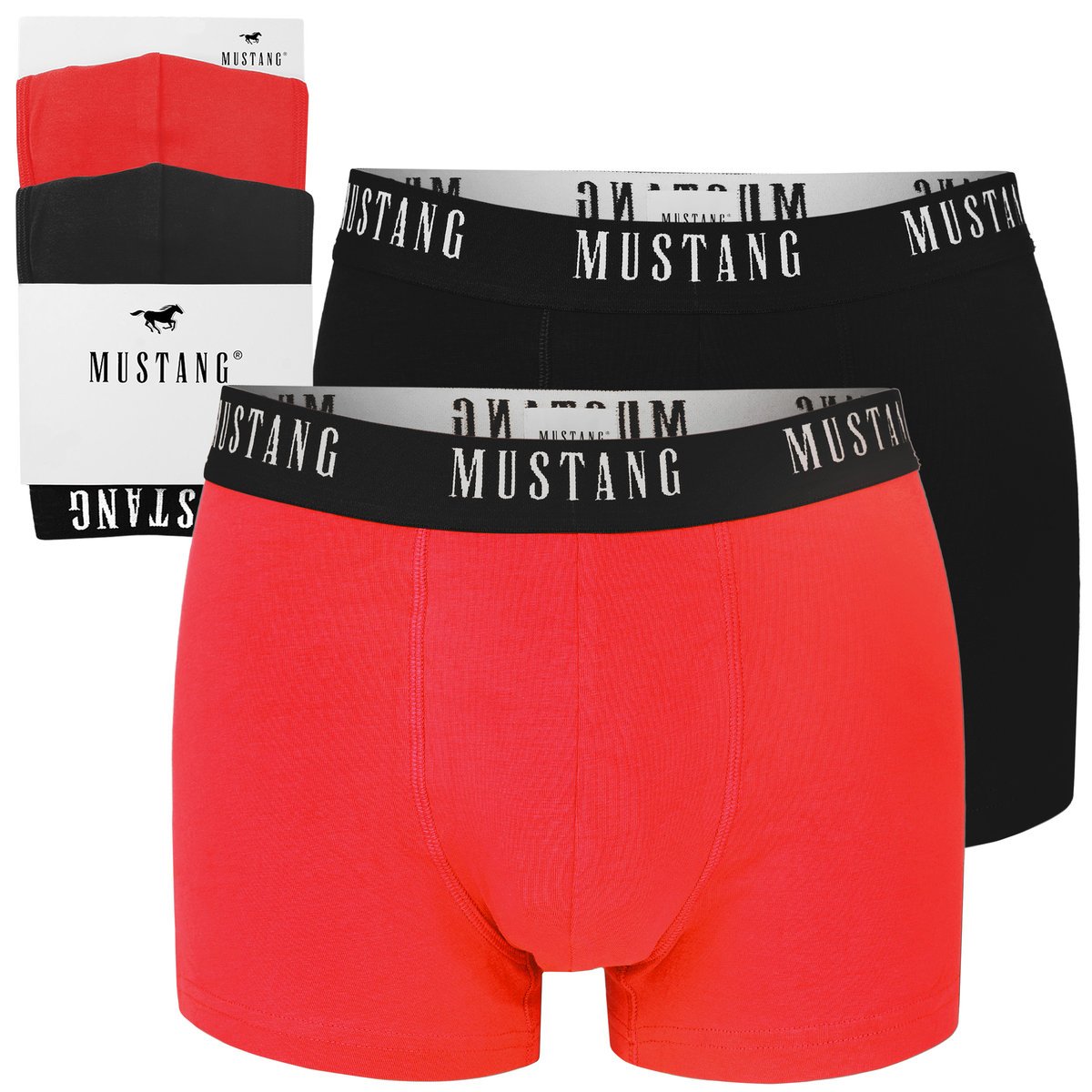 MUSTANG Bokserki Męskie Bawełniane Red Black MU1052 2 sztuki Rozmiar L