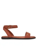 Sandały damskie - Tommy Hilfiger Sandały Ankle Strap Leather Sandal FW0FW08422 Brązowy - miniaturka - grafika 1