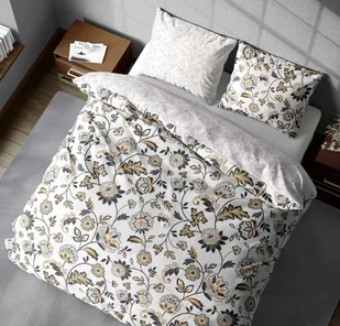 Pościel bawełniana na jesień 160x200 cm kwiaty biała - Pościel Pościel bawełniana na jesień 160x200 cm kwiaty biała - Pościel - miniaturka - grafika 1