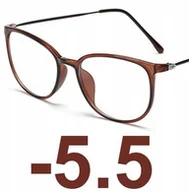 Okulary korekcyjne, oprawki, szkła - Okulary kujonki korekcyjne minusy brązowe -5.5 - miniaturka - grafika 1