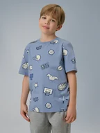Koszulki dla chłopców - 4F T-shirt regular z nadrukiem chłopięcy - granatowy 164 (13-14 lat) - miniaturka - grafika 1