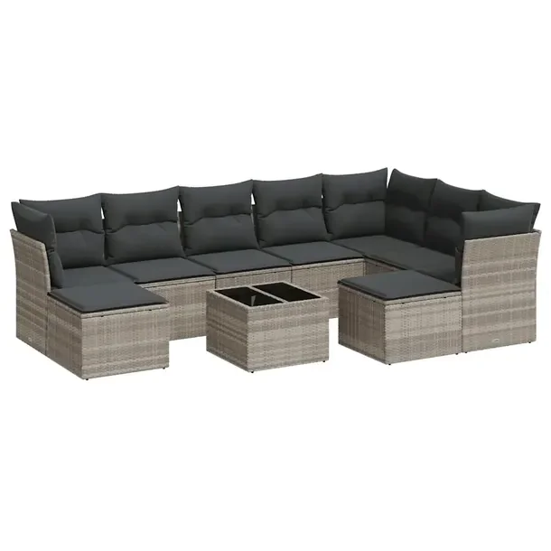 Modułowy zestaw mebli ogrodowych jasnoszary rattan PE 55-62 x 55-62 x 37-6