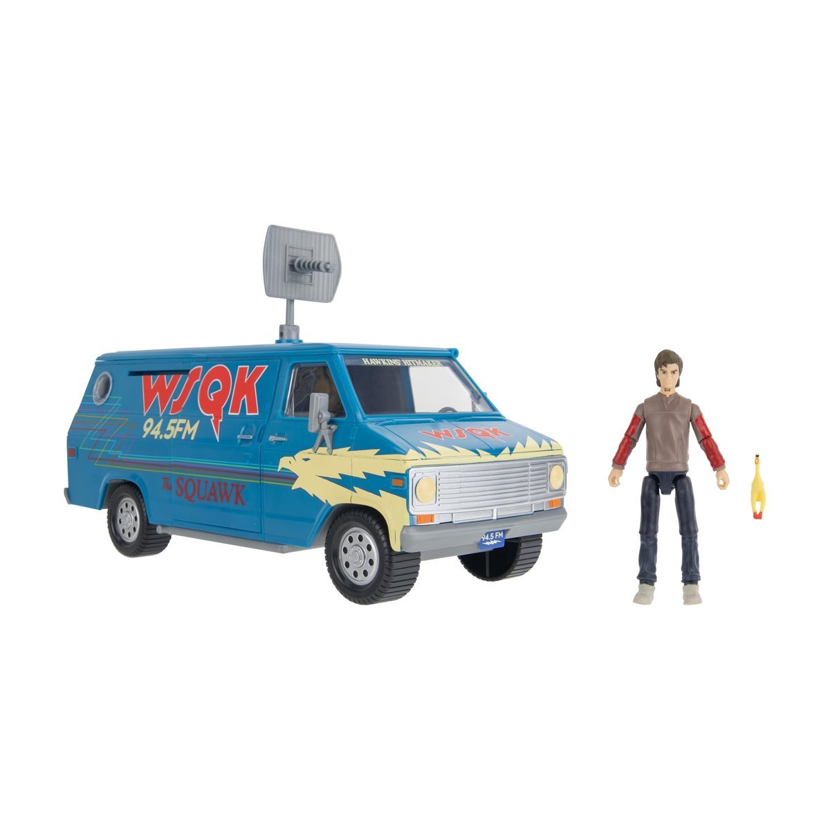 Stranger Things WSQK Van zestaw do zabawy - 20 cm pojazd ze światłami i dźwiękami plus 10 cm figurka z akcesoriami