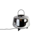 Lampy stojące - QAZQA Lampa stołowa Art Deco czarna z przydymionym szkłem 30 cm - Kevin - miniaturka - grafika 1