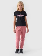 Spodnie i spodenki dla dziewczynek - 4F Spodnie dresowe joggery dziewczęce - różowe 164 (13-14 lat) - miniaturka - grafika 1