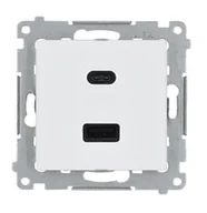 Gniazdka elektryczne - Kontakt Simon USB A+C 30W SIMON 54 biały - miniaturka - grafika 1