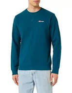 Bluzy męskie - Wrangler Męska bluza z logo Crew Sweat, Deep Teal Green, XXL - miniaturka - grafika 1