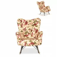 Fotele - Fotel bujany uszak skandynawski Luna Print Róże - miniaturka - grafika 1