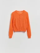 Swetry damskie - Reserved - Kardigan z wełną alpaki - pomarańczowy - miniaturka - grafika 1