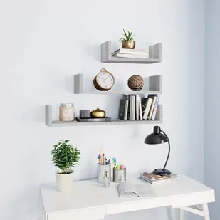 Lumarko Półki ścienne, 3 szt, szary dąb sonoma, materiał drewnopochodny - Półki do salonu - miniaturka - grafika 1