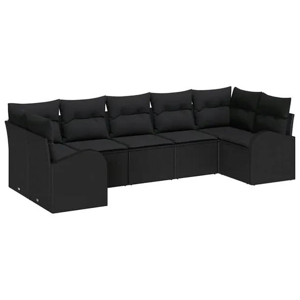 Zestaw 3 Modułowych Sof Ogrodowych z Poduszkami, Czarny, 50/150 cm