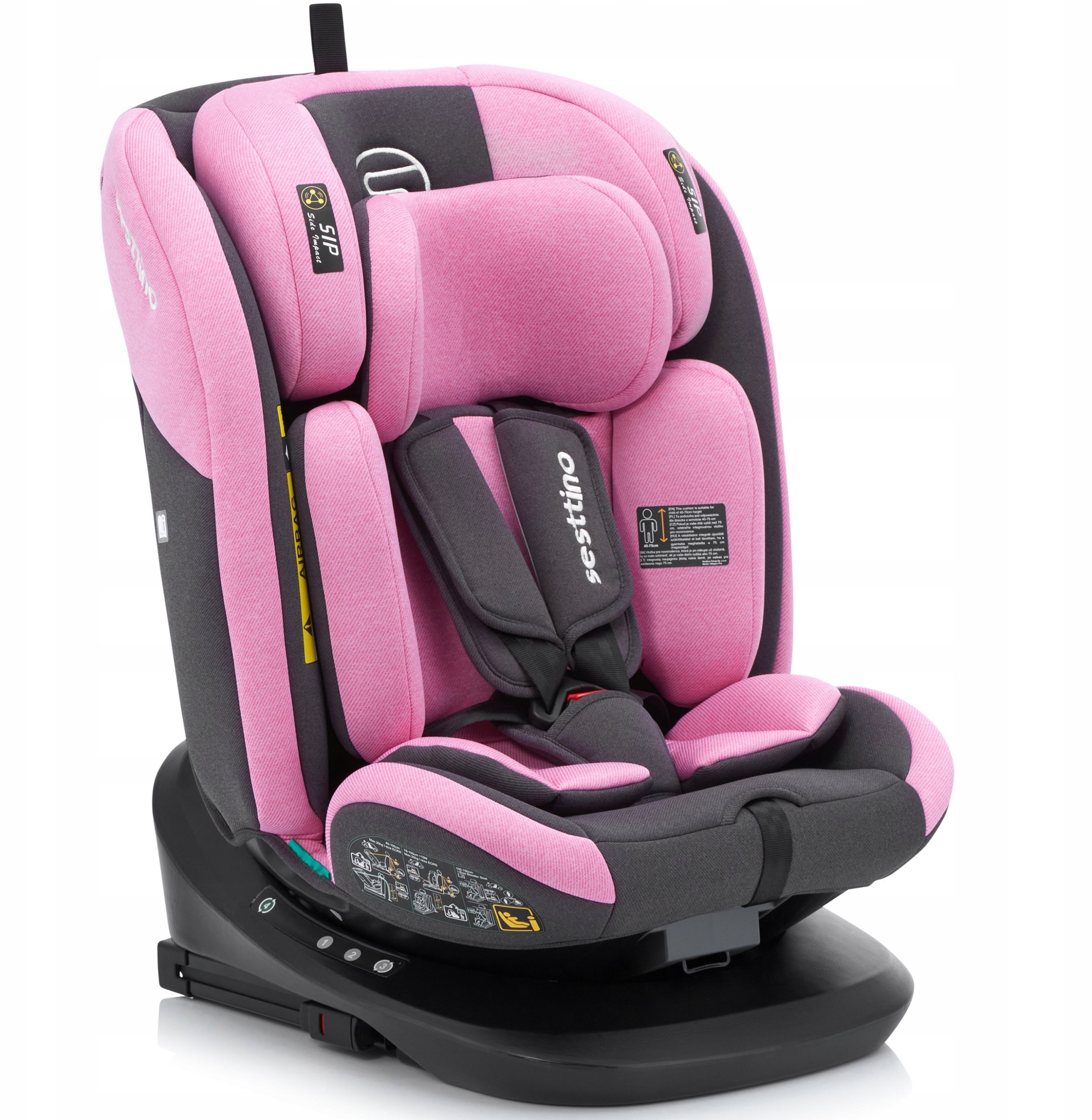 FOTELIK SAMOCHODOWY SESTTINO OKTAGON PRO PINK 0-36 KG 40-150 CM I SIZE