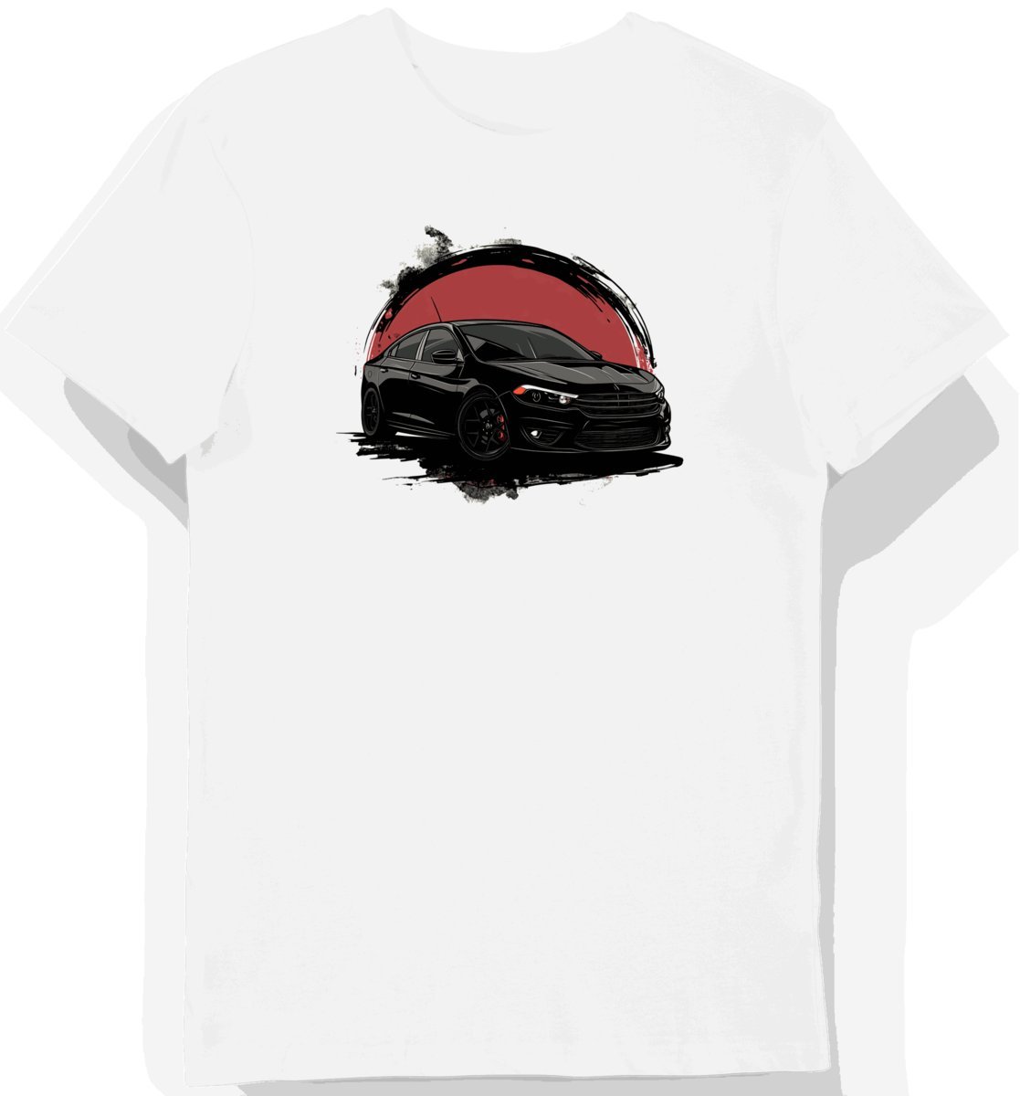 Koszulka męska biała z dynamiczną sylwetką sportowego samochodu 3XL