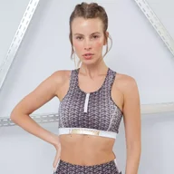 Bielizna sportowa damska - Biustonosz sportowy LABELLAMAFIA SPORTS BRA GREY&GOLD - miniaturka - grafika 1
