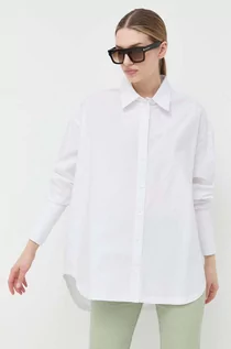 Koszule damskie - Patrizia Pepe koszula bawełniana damska kolor biały relaxed z kołnierzykiem klasycznym - grafika 1