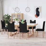 Krzesła - vidaXL Lumarko Obrotowe krzesła stołowe, 6 szt., czarne, obite tkaniną 3087464 - miniaturka - grafika 1