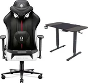 Fotele gamingowe - Fotel Diablo Chairs X-PLAYER 2.0 King Size Czarno-biały + EGON 1100 Orzechowe 110 cmx60 cm - miniaturka - grafika 1
