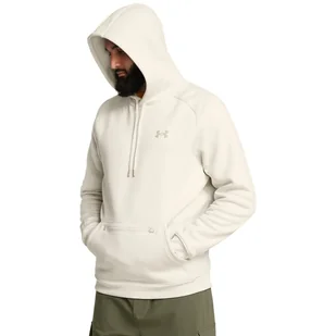 Męska bluza treningowa z kapturem Under Armour UA Armour Fleece Pro Kanga Hd - biała - UNDER ARMOUR - Bluzy sportowe męskie - miniaturka - grafika 1