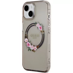 Guess GUHMP15SHFWFCK iPhone 15 / 14 / 13 6.1" czarny/black hardcase IML Flowers Wreatch MagSafe - Etui i futerały do telefonów - miniaturka - grafika 2