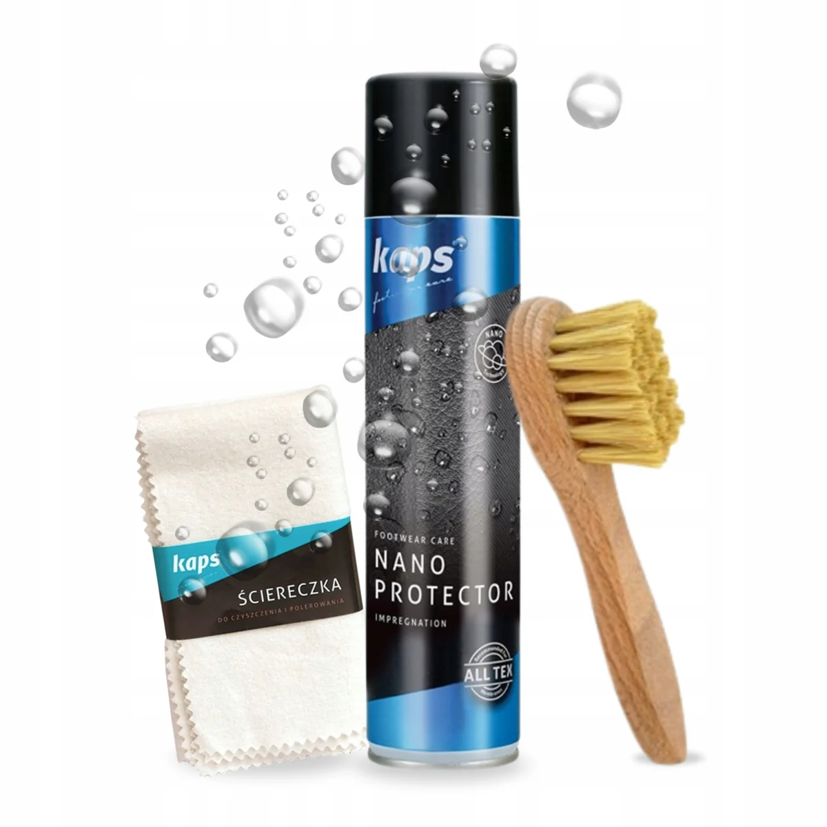 Zestaw Spray Nano Protector z Akcesoriami do Czyszczenia Butów 3w1 Kaps