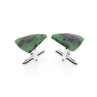 Spinki do mankietów i krawatów - Srebrne spinki do mankietów Rubin z zoisytem (S979) Srebro [925] - miniaturka - grafika 1