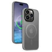 Etui i futerały do telefonów - Etui CRONG Hybrid Frost MAG Cover MagSafe do Apple iPhone 15 Pro Szary - miniaturka - grafika 1