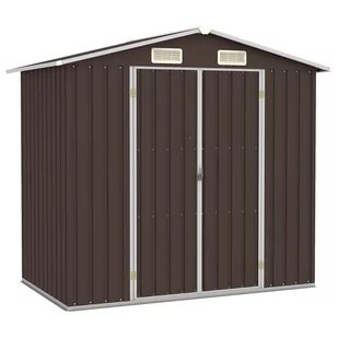 vidaXL Szopa ogrodowa, brązowa, 205x129x183 cm, stal galwanizowana - Altany ogrodowe - miniaturka - grafika 1