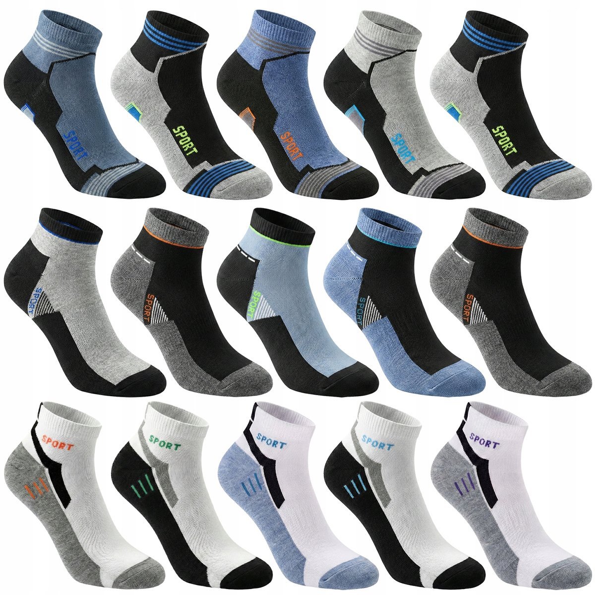 15 PAR SKARPETY BAWEŁNIANE SKARPETKI MĘSKIE SPORTOWE TRWAŁE ROZMIAR 39-42