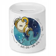 Skarbonki - Skarbonka Wodnik Znaki Zodiaku Horoskop Prezent z Nadrukiem ze Zdjęciem - miniaturka - grafika 1