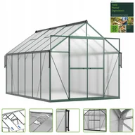 Szklarnie ogrodowe - Szklarnia Ogrodowa Poliwęglan Duża Slide-In 370x244cm Zielona UV - miniaturka - grafika 1