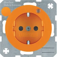 Gniazdka elektryczne - Berker R.1/R.3 Berker Gniazdo z uziemieniem i diodą kontrolną LED, pomarańczowy, połysk - miniaturka - grafika 1