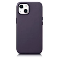 Etui i futerały do telefonów - iCarer Case Leather pokrowiec etui z naturalnej skóry do iPhone 14 Plus ciemnofioletowy (kompatybilne z MagSafe) - miniaturka - grafika 1