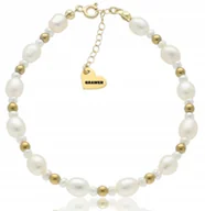 Bransoletki - BRANSOLETKA Z PEREŁAMI naturalnymi SREBRO perła - miniaturka - grafika 1