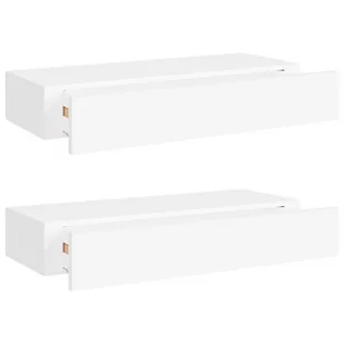 vidaXL vidaXL Półki ścienne z szufladą, 2 szt., białe, 60 x 23,5 x 10 cm, MDF - Półki do salonu - miniaturka - grafika 1