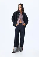 Koszule damskie - Stradivarius Podstawowa dopasowana koszula w paski Fioletowy S - miniaturka - grafika 1