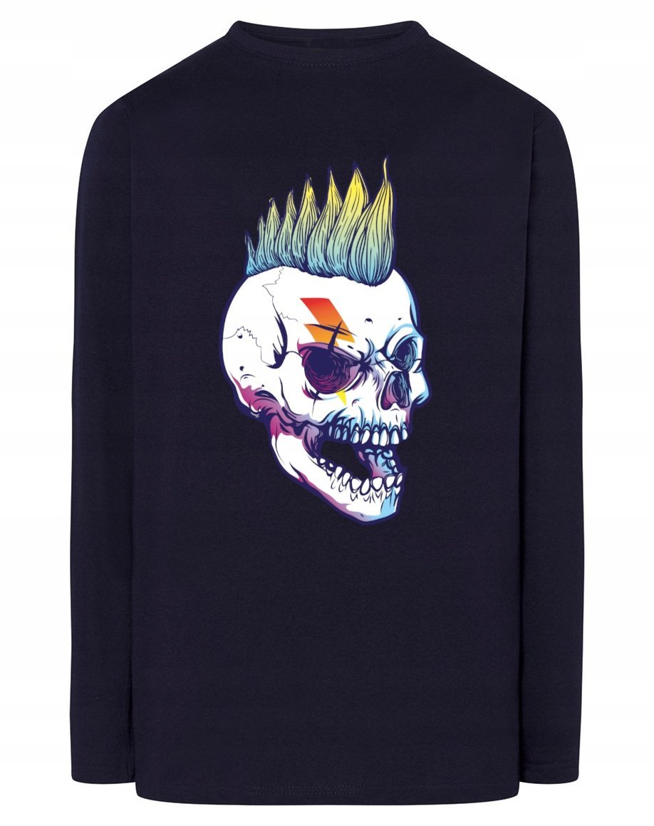 Longsleeve męski nadruk Czaszka Irokez r.4XL