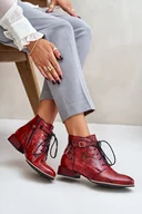 Botki damskie - Damskie Skórzane Lakierowane Botki Trzewiki Maciejka 5743A-08 Czerwone-36 - miniaturka - grafika 1