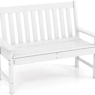 Ławki ogrodowe - Ławka Ogrodowa dla 2 Osób, Ławka Zewnętrzna z HDPE z Oparciem i Podłokietnikami, Nośność 320 kg, na Patio, Taras, Balkon, 132 x 65 x 91 cm (Biała) - miniaturka - grafika 1