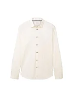 Koszule męskie - TOM TAILOR Denimowa męska koszula o dopasowanym kroju z bawełnianym nadrukiem na całej powierzchni, 30843-kremowy pikselowy nadruk w romby, L - miniaturka - grafika 1