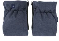 Akcesoria do wózków - Zaffiro - Mufki do wózka dwuczęściowe Beżowa Wełna Premium/Melanż Navy Blue U - miniaturka - grafika 1