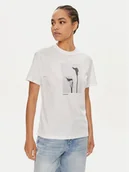 Koszulki i topy damskie - Calvin Klein T-Shirt B&W Flower K20K207579 Biały Regular Fit - miniaturka - grafika 1