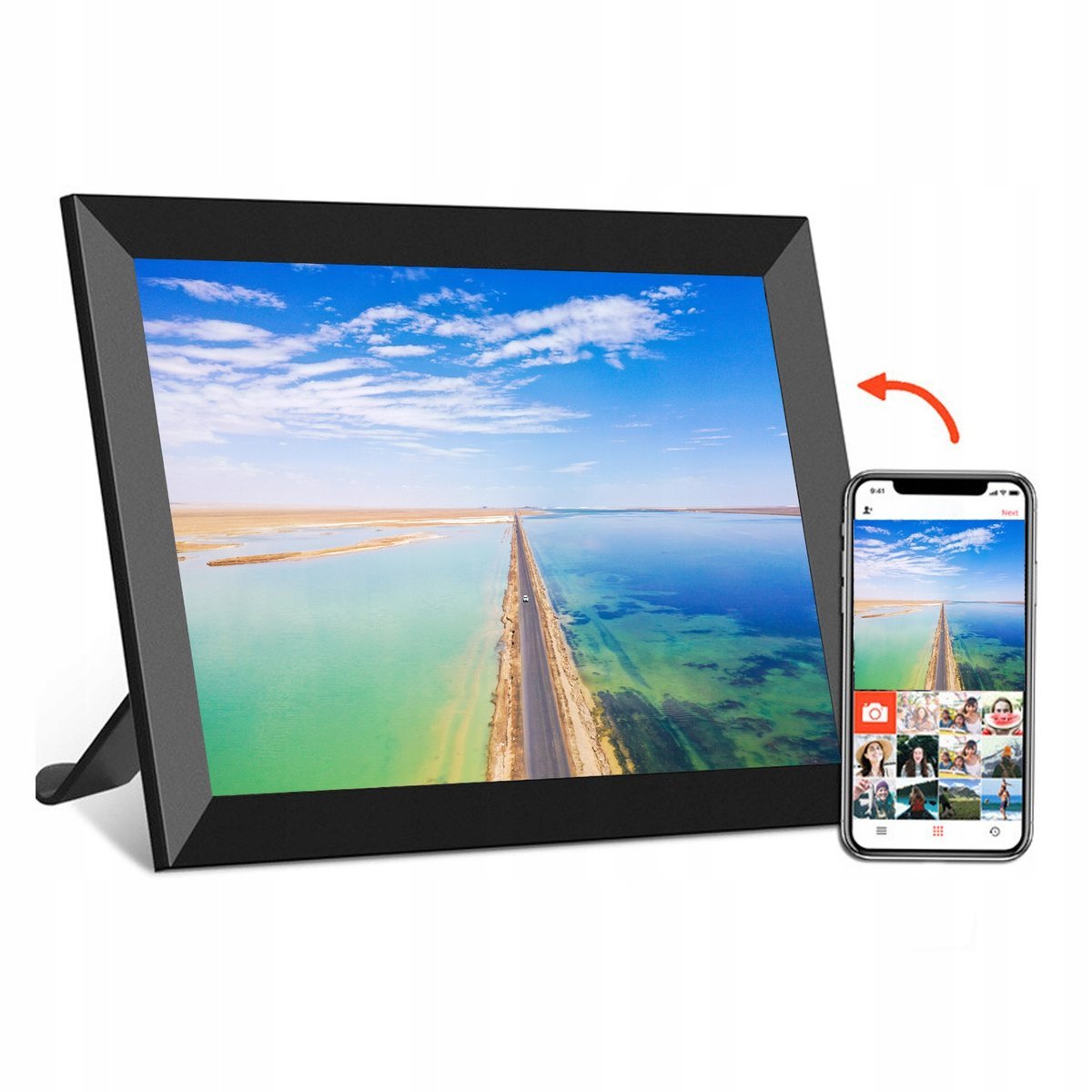 RAMKA CYFROWA NA ZDJĘCIA 10,1 FOTORAMKA FILMY HD EKRAN IPS POLSKI 1280x800