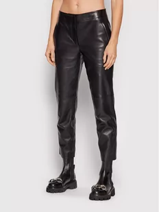 KARL LAGERFELD Spodnie skórzane 216W1901 Czarny Slim Fit - Spodnie damskie - miniaturka - grafika 1
