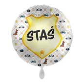 Balony i akcesoria - Balon imienny foliowy Staś okrągły pakowany 43 cm - miniaturka - grafika 1